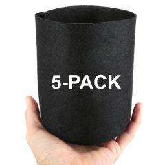 5-Pack 247Garden 1/2 Gallon Basic Aeration Fabric Pots/Plant Grow Bags (Black Color, 200GSM, 6H x 5D)
