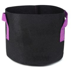 247Garden 7-Gallon Black Aeration Grow Bag/Fabric Pot w/Short Purple Handles (Black 12H x 13D)