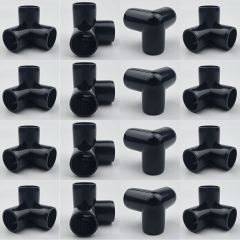 16-PK 3/4 in. 3-Way Black PVC Elbows ASTM SCH40 Furniture-Grade Corner Fittings