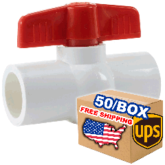 50/Box 1-1/2 in. Schedule 40 PVC Compact Ball Valves, Socket Pipe Fittings ANSI ASTM