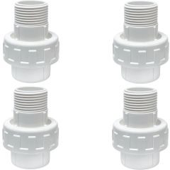 4-Pk 3/4 in. Sch-40 PVC Male Unions w/ O-Ring Slip/Socket Pipe Fittings ASTM D2466 F1970 FS USA