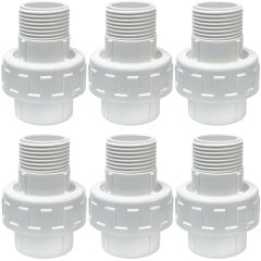 6-Pk 3/4 in. Sch-40 PVC Male Unions w/ O-Ring Slip/Socket Pipe Fittings ASTM D2466 F1970 FS USA