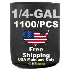 Wholesale 1/4-Gallon 1100/Case Basic Aeration Fabric Pots/Plant Grow Bags (Black Color, 200GSM, 5H x 4D) 1100Pcs