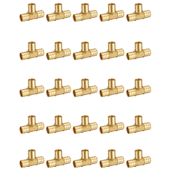 25-Pack 1/2" PEX Tee, 1/2 Inch Pex T Fittings, No Lead Brass F1807, PEX-B Crimp Fittings For Pex Pipe