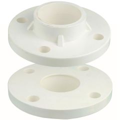 Set of 2 White 1-1/4 in. PVC Flanges TS-Style ANSI ASTM D2466 UPC Socket-Type SCH-40 Pipe Fittings