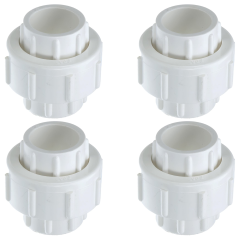 4-Pack 3/4 in. Schedule 40 PVC Unions w/ O-Ring Slip/Socket Pipe Fittings ASTM D2466/F1970