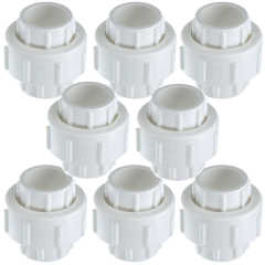 8-Pack 1 in. Schedule-40 PVC Socket/Solvent Unions w/ EPDM O-Ring Seal ASTM D2466/F1970 1" Pipe Fittings SxS