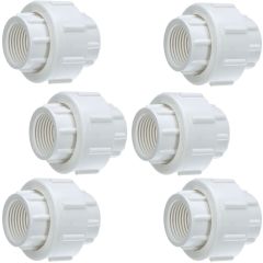 6-Pack 1 in. PVC Pipe Unions w/ O-Ring for SCH40 PVC Pipe Threaded-Type (FPT x FPT)