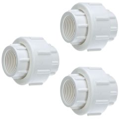 3-Pack 1-1/4 in. SCH-40 PVC Threaded-Unions w/ O-Ring PVC Pipe Threaded-Fittings ASTM D2466/F1970 FNPT x FNPT 1.25"