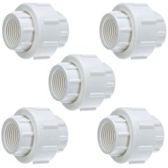 5-Pack 1-1/4 in. SCH-40 PVC Threaded-Unions w/ O-Ring PVC Pipe Threaded-Fittings ASTM D2466/F1970 FNPT x FNPT 1.25"