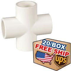 20/Box 1-1/2 in. SCH-40 PVC Cross Fittings NSF ASTM D2466 1.5"