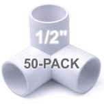 50-Pack 1/2 in. 3-Way SCH40 PVC Elbow Fittings ASTM Furniture-Grade Connectors 