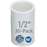 30-Pack 1/2 in. SCH-40 PVC Couplings Plumbing-Grade Pipe Fittings Slip/Socket NSF ANSI ASTM D2466