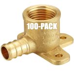 100-Pack 1/2" PEX Crimp x 1/2" NPT DZR Brass Drop Ear Elbow (Lead Free NSF-Certified F1807 Pipe Fitting)