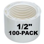 100-Pk 1/2 in. SCH-40 Female-Threaded NPT Caps PVC Pipe Fittings NSF ASTM D2466