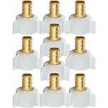 10-Pack 1/2" Pex X 1/2" Female NPT Swivel Adapter Brass Barb Crimp Brass Fittings, ASTM F1807