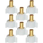 8-Pack 1/2" Pex X 1/2" Female NPT Swivel Adapter Brass Barb Crimp Brass Fittings, ASTM F1807