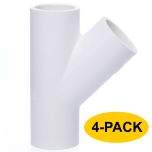 4-Pack 1/2 in. Schedule 40 PVC Skew Tee Y-Fittings 3-Way 45-Degree Lateral Tee Pipe Socket NSF SCH40 ASTM D2466