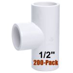 200pcs 1/2 in. Schedule 40 Tee 3-Way Pipe T Fitting NSF, Socket SCH40 ASTM D2466