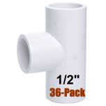 36-Pack 1/2" Tee PVC Schedule-40 Pipe Fittings NSF ASTM D2466 Slip/Socket