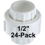 24-Pk 1/2 in. PVC Union w/ EPDM O-Ring Seals Schedule-40 Pipe Fitting Slip/Socket ASTM D2466/F1970 1/2"