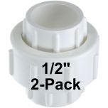 2-Pk 1/2 in. PVC Union w/ EPDM O-Ring Seals Schedule-40 Pipe Fitting Slip/Socket ASTM D2466/F1970 1/2" w/Free Shipping USA