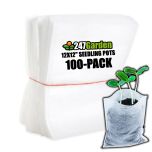 247Garden 100-Pack 12x12" Aeration Seedling Pots/Nursery Fabric Plant Grow Bags (40GSM Non-Woven Eco-Friendly Fabric)