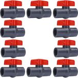 10-Pack 1/2 in. Heavy-Duty PVC Compact Ball Valves Socket-Type for SCH40/SCH80 Pipe Fitting