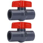 2-Pack 1 in. Heavy-Duty PVC Compact Ball Valves Socket-Type for SCH40/SCH80 Pipe Fitting