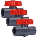 3-Pack 1 in. Heavy-Duty PVC Compact Ball Valves Socket-Type for SCH40/SCH80 Pipe Fitting