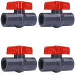 4-Pack 1 in. Heavy-Duty PVC Compact Ball Valves Socket-Type for SCH40/SCH80 Pipe Fitting