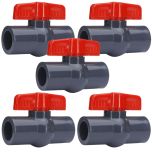 5-Pack 1 in. Heavy-Duty PVC Compact Ball Valves Socket-Type for SCH40/SCH80 Pipe Fitting