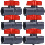 6-Pack 1 in. Heavy-Duty PVC Compact Ball Valves Socket-Type for SCH40/SCH80 Pipe Fitting