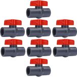 8-Pack 1/2 in. Heavy-Duty PVC Compact Ball Valves Socket-Type for SCH40/SCH80 Pipe Fitting