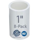 8-Pack 1" SCH40 PVC Couplings Plumbing-Grade Pipe Fittings NSF-PW UPC ASTM  D2466 ANSI-Certified