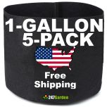 5-Pack 247Garden 1-Gallon Basic Black Fabric Pot 200GSM No Handles 6H x 7D