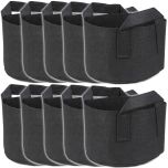 247Garden 1-Gallon Short and Wide Planters' Grow Bags w/Handles (Black 5H x 8D) 10-Pack