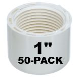 50-Pk 1 in. SCH-40 Female Caps PVC Pipe Fittings NSF ASTM D2466