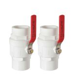 2-Pack 247Garden ERA 1 in. Two-Piece SCH40 PVC Chroming Ball Shut-Off Valve w/ Stainless Steel Handle