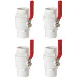 4-Pack 247Garden ERA 1 in. Two-Piece SCH40 PVC Chroming Ball Shut-Off Valve w/ Stainless Steel Handle