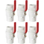 6-Pack 247Garden ERA 1 in. Two-Piece SCH40 PVC Chroming Ball Shut-Off Valve w/ Stainless Steel Handle