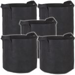 247Garden 10-Gallon Black Planters Grow Bags/Aeration Fabric Pots w/Handles 13H x 15D 5-Pack