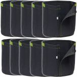 247Garden 1-Gallon Transplanter Grow Bags w/Velcro Closure & Short Green Handles (Black 6H x 7D) 10-Pack