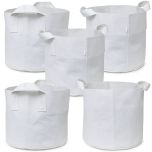 247Garden 1-Gallon Aeration Fabric Pot/Plant Grow Bag w/Handles (White 6H x 7D) 5-Pack