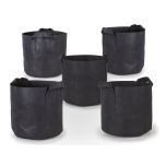247Garden 1-Gallon Black Planters Grow Bags Aeration Fabric Pots w/Handles 6H x 7D 5-Pack