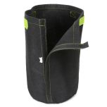 247Garden 2-Gallon Tall Transplanter Fabric Pot/Tree Grow Bag (Black w/Velcro Closure & Short Green Handles 12H x 7D)