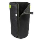 247Garden 4-Gallon Tall Transplanter Fabric Pot/Tree Grow Bag (Black w/Velcro Closure & Short Green Handles 14.5H x 9D)