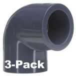 3-Pack 2 in. Schedule 80 PVC 90-Degree Elbow Sch-80 High Pressure Pipe Fitting NSF ASTM D2467 2" 90°