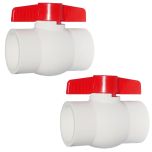 2-Pack 2" SCH-40 PVC Compact Ball Valve SxS Slip/Socket Pipe Fittings ANSI ASTM D2466