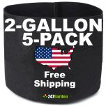 5-Pack 247Garden 2-Gallon Basic Black Fabric Pot 200GSM No Handles 7.5H x 8.5D